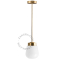 Retro brass pendant light with glass shade.