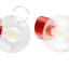 Red porcelain wall light with glass lampshade.