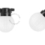 black wall light with glass globe for outdoor or bathroom use