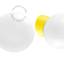 Yellow porcelain wall light with glass lampshade.