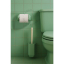 Green porcelain toilet paper holder.