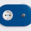 blue flush mount outlet & switch – nickel-plated pushbutton