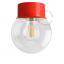 red ceiling light with glass shade