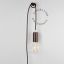 Brown plug-in pendant light with switch and plug.