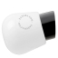 Black porcelain wall light with glass globe for bathroom or outdoor use.