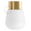 Brass ceiling light with glass shade.