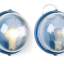 Blauwe, ronde lamp.