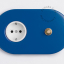 blue flush mount outlet & switch – raw brass pushbutton