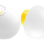 Yellow porcelain wall light with glass lampshade.