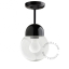 Black porcelain ceiling light with glass shade.