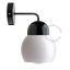 black porcelain wall light with glass shade