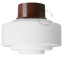 Brown retro ceiling light with glass shade.