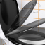 Soft-close black toilet seat.