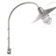 Nickel-plated brass wall light with curved arm.