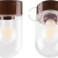 Lampe ronde en porcelaine marron.