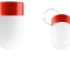 Porseleinen lamp in de kleur rood.