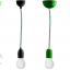 Green fabric cable with white dots.