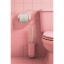 Pink porcelain toilet paper holder.