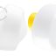 Yellow porcelain wall light with glass lampshade.