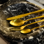 gold-coloured cutlery