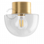 Brass ceiling light with glass shade.