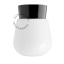 Black ceiling light with glass shade.