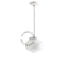 White porcelain pendant light with glass shade.