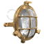 Lampe hublot ronde en laiton avec grillage.
