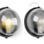 Zwarte, ronde lamp.