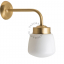 brass retro wall light with glass globe for bathroom or outdoor use