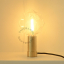 brass table lamp with light bulb