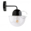Black porcelain wall light with glass shade.