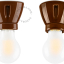 Lampe en porcelaine marron.