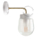 Biała porcelanowa lampa ścienna w stylu retro ze szklanym kloszem.