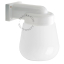 White porcelain wall light with glass globe for bathroom or outdoor use.