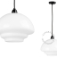 Art Deco pendant light with opal glass lampshade.