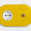 yellow flush mount outlet & two-way or simple switch – raw brass toggle