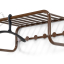 Retro coat rack with hat shelf.