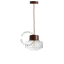 Brown pendant light with glass shade.