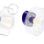Blue porcelain wall light with glass lampshade.
