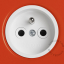 red flush mount outlet & switch – nickel-plated pushbutton