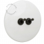 White porcelain switch with double black toggle.