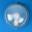 Blauwe, ronde lamp.