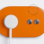 orange wall outlet with double switch - nickel-plated pushbuttons