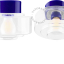 Niebieska lampa porcelanowa z kloszem.