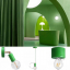Grøn justerbar væglampe med messingarm.