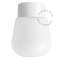 White ceiling light with glass shade.