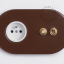 brown flush mount outlet & two-way or simple switch – raw brass toggle & pushbutton