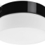 Round light fixture in black porcelain and glass.