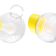 Yellow porcelain wall light with glass lampshade.